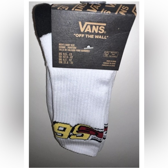 Vans Dusk Downer Crew Socks 1 Pair Men 9.5-13 White w 66 Logo Skate Off The Wall - Picture 12 of 12